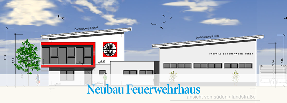 Headergrafik mit Text "Neubau Feuerwehrhaus"