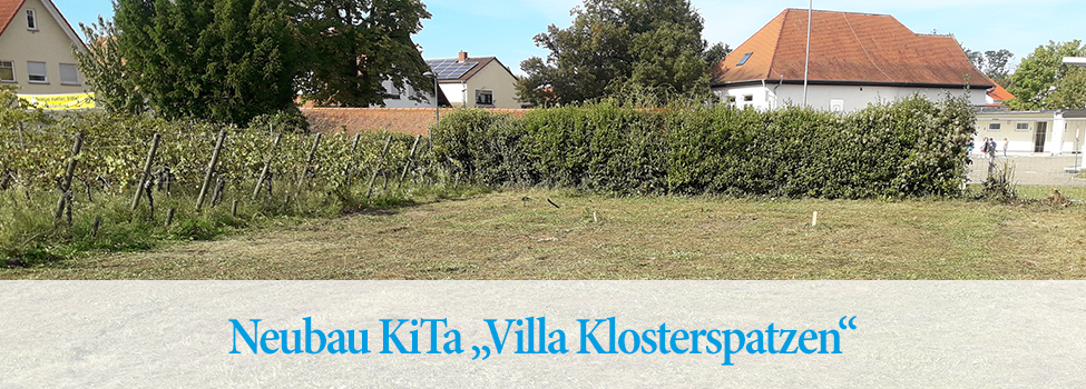 Headergrafik, Text: Neubau KiTa Villa Klosterspatzen