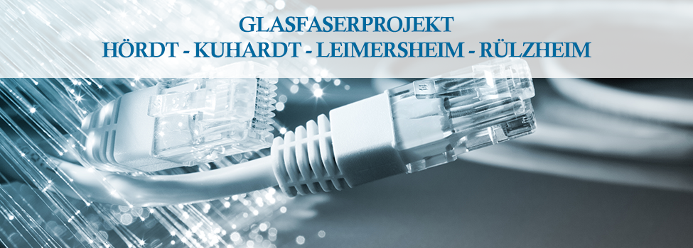 Headergrafik mit Glasfaserkabel und Text: "Glasfaserprojekt Hördt-Kuhardt-Leimersheim-Rülzheim"