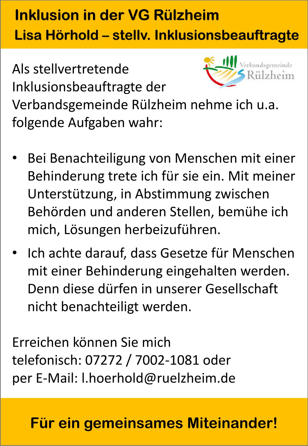 Grafik mit Informationen zur Sprechstunde des Inklusionsbeauftragten Fritz Knutas