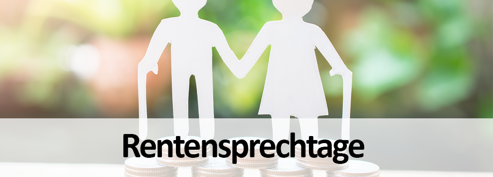 Headergrafik mit Silhouette von Rentnern und dem Text "Rentensprechtage"