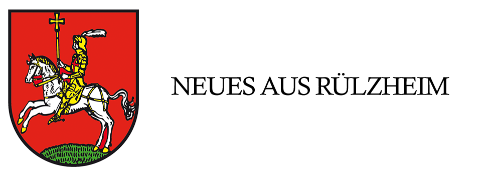 Titelgrafik mit Wappen der Ortsgemeinde Rülzheim und dem Text "Neues aus Rülzheim"