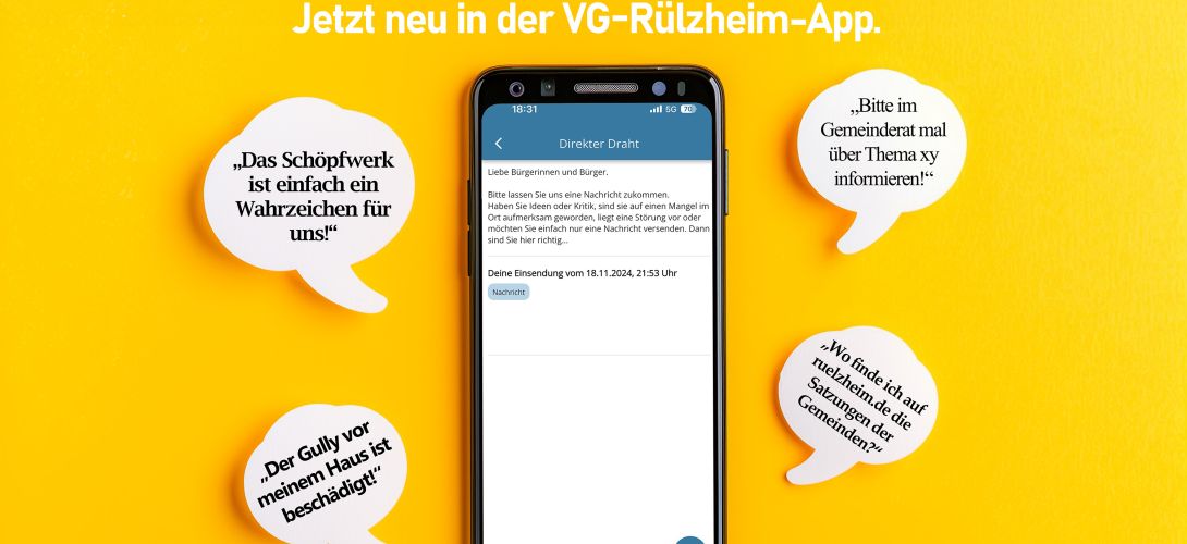 Grafik, die den Titelscreen der VG-Rülzheim-App zeigt