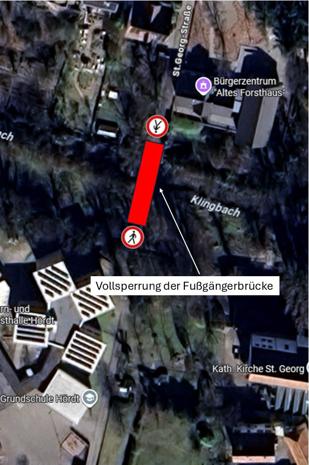 Sperrung Fußgängerbrücke